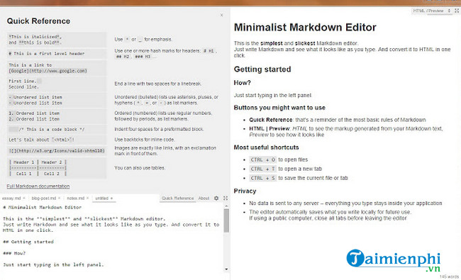 minimalist markdown editor