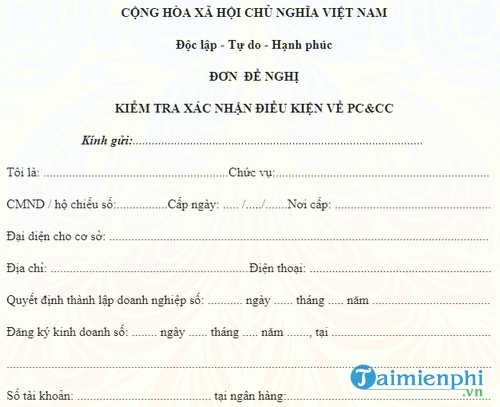don de nghi kiem tra dieu kien an toan ve pccc