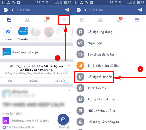 cach doi mat khau facebook tren dien thoai samsung 2