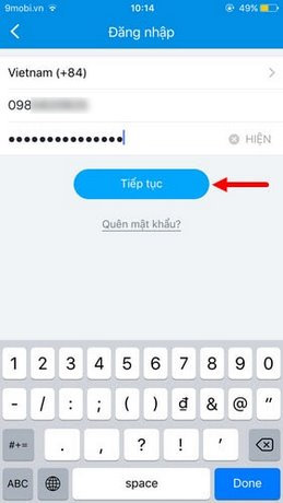 dang nhap zalo tren iphone