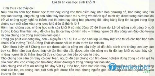 bai viet tri an thay co cua hoc sinh lop 5 9 12 2