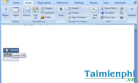 cap nhat thoi gian tu dong trong Word