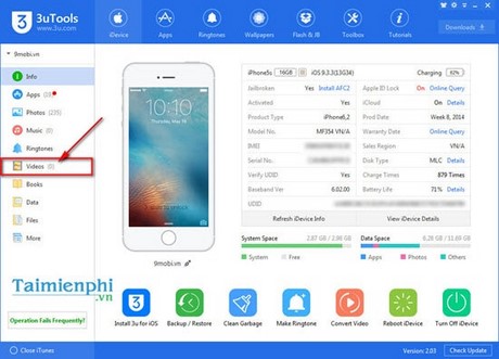 chep video vao iphone bang 3utools