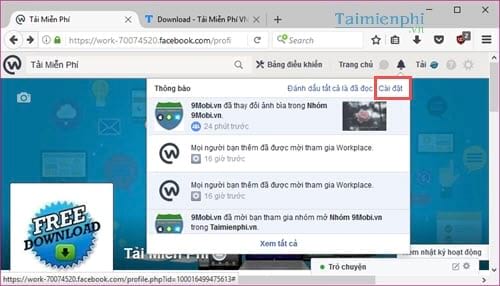 cach chinh sua cai dat thong bao tren facebook workplace 2