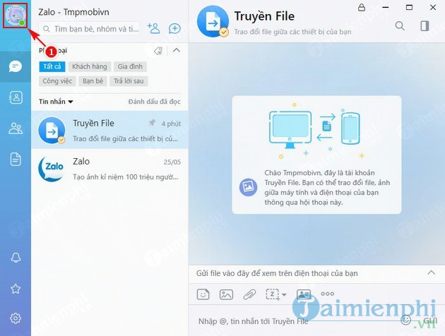 cach chuyen che do online tam vang dang ban tren zalo pc 2