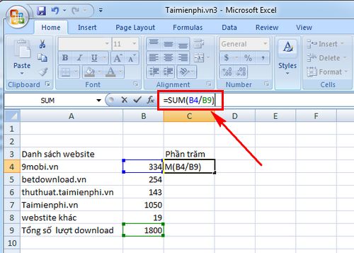 cach nhan phan tram trong excel 2