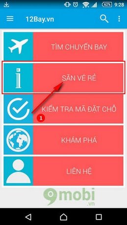 san ve may bay gia re tren android
