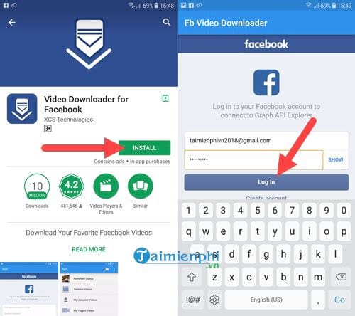 cach tai video facebook tren dien thoai android 2