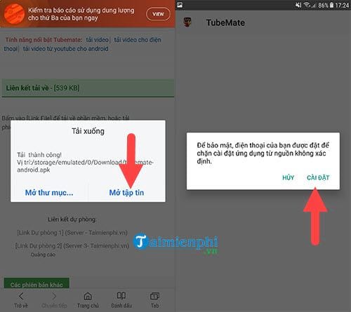 cach tai video youtube ve dien thoai android bang tubemate 2