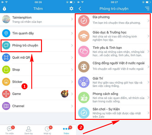 vao phong chat zalo tren iphone