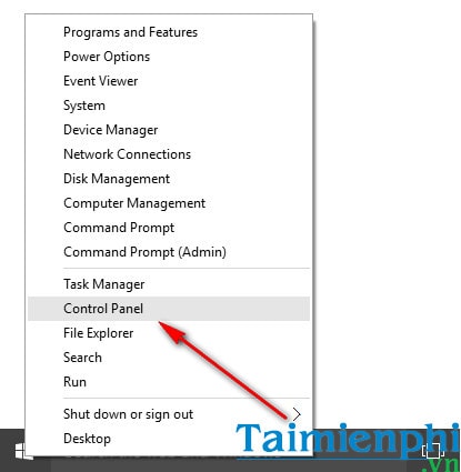 truy cap control panel tren windows 10