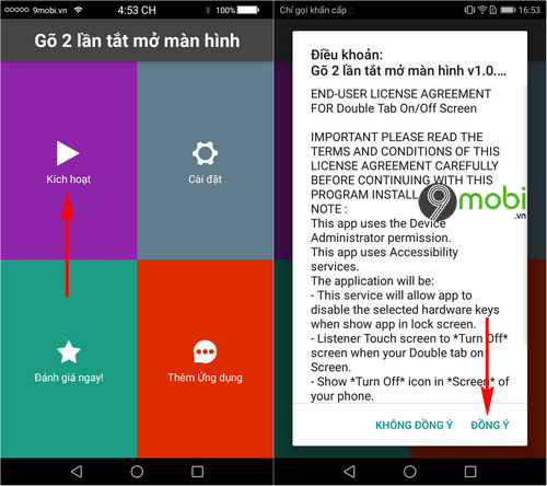 cham 2 lan mo khoa man hinh android