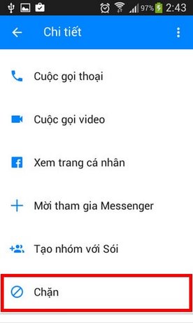 chan tai khoan facebook messenger