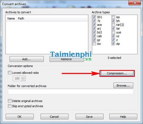 chuyen file rar sang zip trong winrar