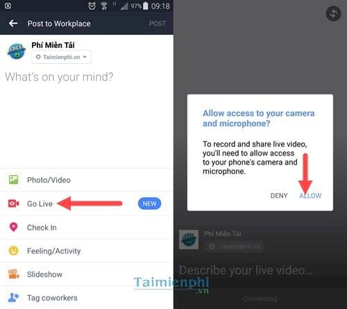 cach live stream video tren facebook workplace 2