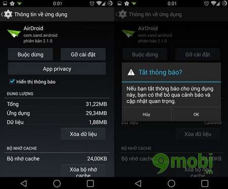 tat thong bao tren android