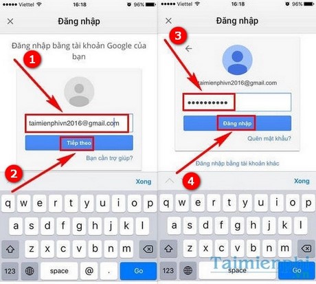 cach dang nhap gmail tren iphone