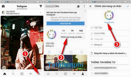 doi avatar instagram tren dien thoai