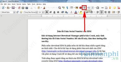 them textbox trong libreoffice