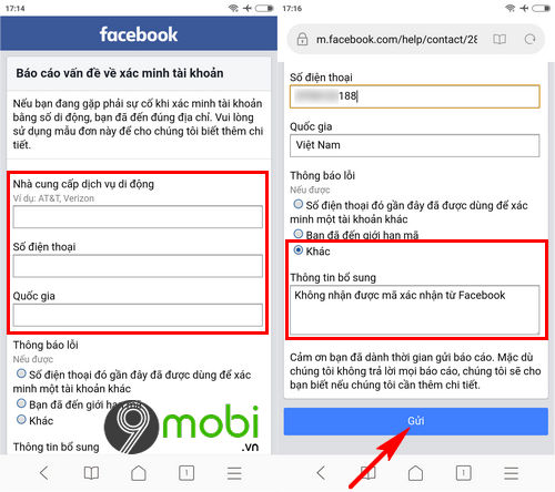 facebook khong gui ma xac nhan ve dien thoai phai lam sao 2
