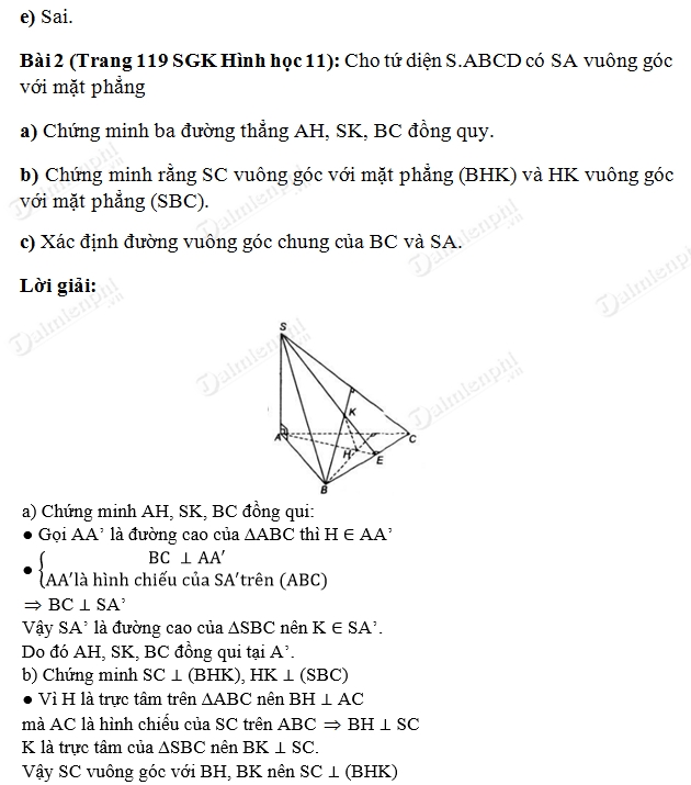 giai toan lop 11 khoang cach
