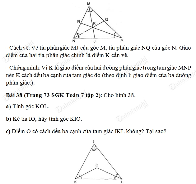 giai toan lop 7 tinh chat ba duong phan giac cua tam giac