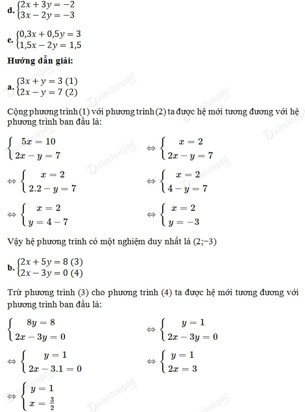 giai hẹ phuong trinh bang phuong phap cong dai so lop 9