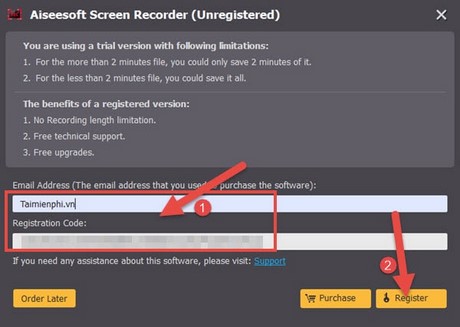 giveaway ban quyen aisesoft scren recorder mien phi