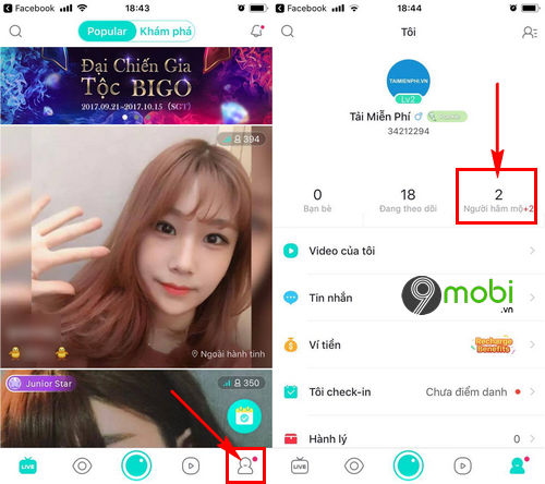 goi video Bigo Live tren android
