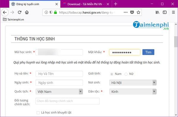 huong dan dang ky tuyen sinh vao lop 6 truc tuyen 2