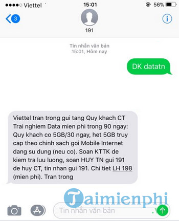 huong dan nhan 15gb data 4g mien phi cho so dien thoai viettel 2