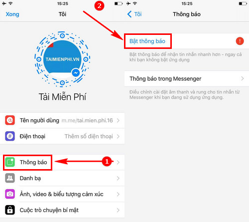 huong dan tat thong bao tat am thanh va rung thong bao facebook messenger 2