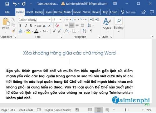 huong dan xoa khoang trang giua cac chu trong word 2