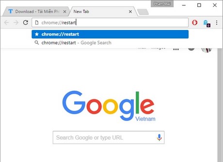 khoi dong lai chrome voi 1 click