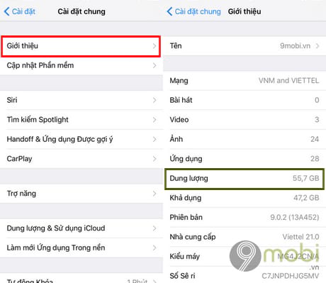 kiem tra dung luong iphone