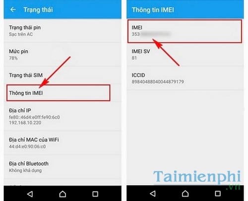 kiem tra imei sony check thong tin bao hanh dien thoai sony xperia 2