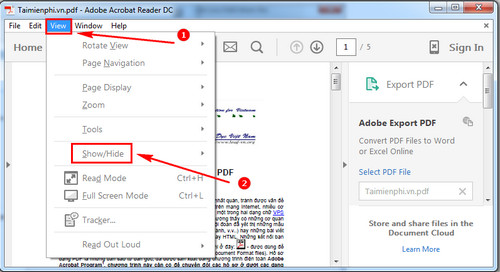 loai bo thanh sidebar tren adobe reader dc khi chay mac dinh 2
