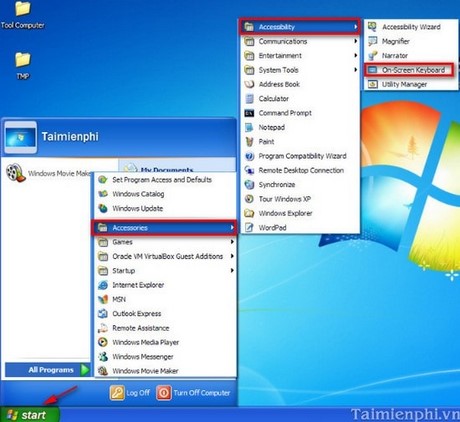 How to open the virtual keyboard on Windows XP / 7/8