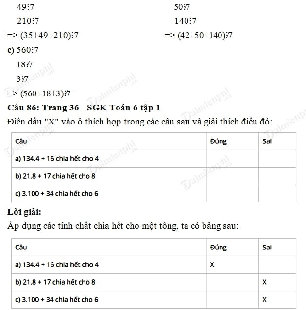 giai toan lop 6 tinh chat chia het cua mot tong