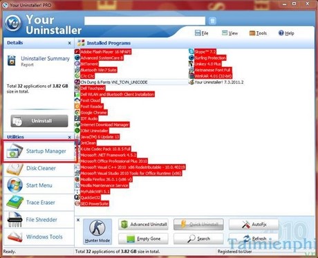 Hướng dẫn sử dụng chức năng Startup Manager trên Your Uninstaller Huong dan su dung chuc nang Startup Manager tren Your Uninstaller