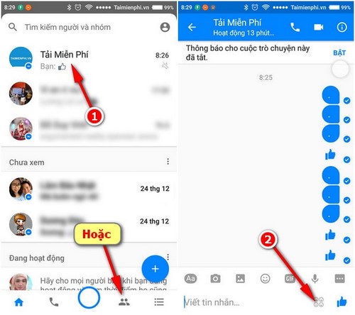 tao hieu ung tuyet roi tren facebook messenger