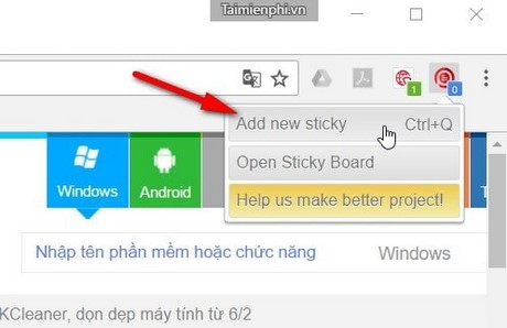 tao ghi chu truc tiep tren chrome