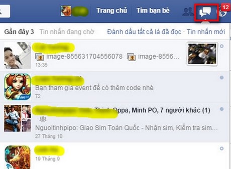 gui nut like to dan trong tin nhan facebook 