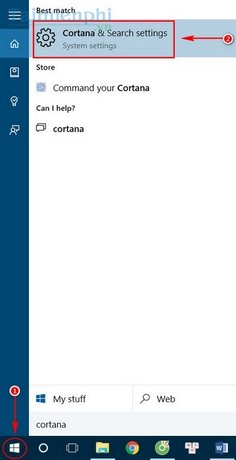tat tim kiem bing tren windows 10