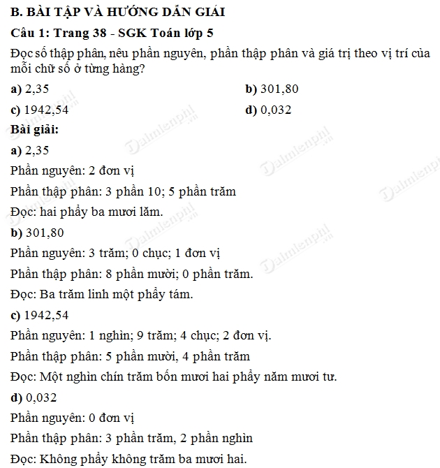 giai toan lop 5 hang cua so thap phan doc viet so thap phan 2