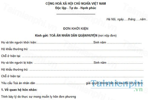 download mau don khoi kien ly hon