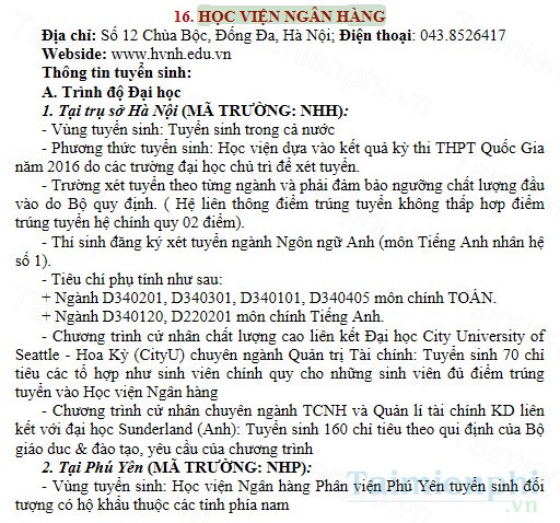nhung dieu can biet ve tuyen sinh 2016
