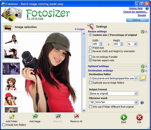 Fotosizer 2.09 thay đổi kích thước ảnh hàng loạt miễn phí