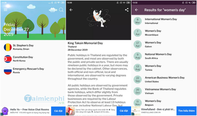 Download International Days Calendar Cho Android Ứng dụng lịch xem c