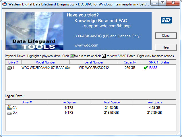 Data Lifeguard Diagnostic for Windows